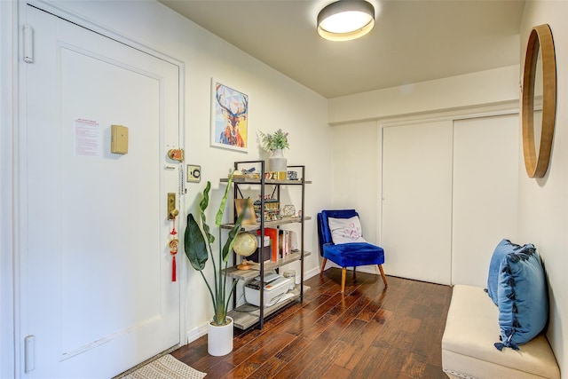 144-60 Gravett Rd Unit 4J, Kew Garden Hills, NY 11367 - sitting room featuring dark wood-type flooring and baseboards