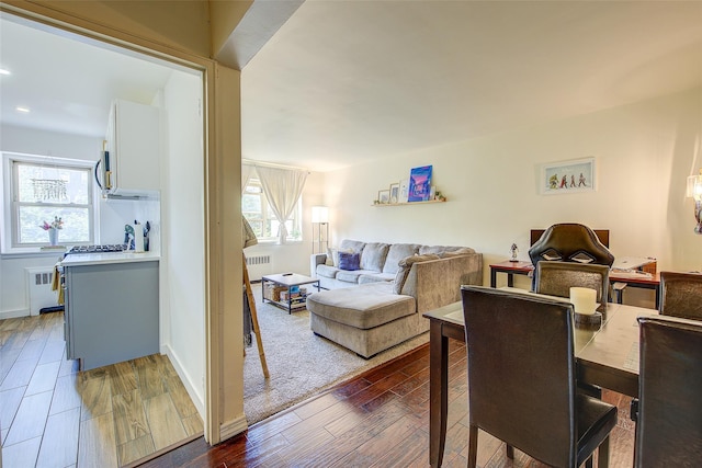 144-60 Gravett Rd Unit 4J, Kew Garden Hills, NY 11367 - dining room with wood finished floors and radiator heating unit