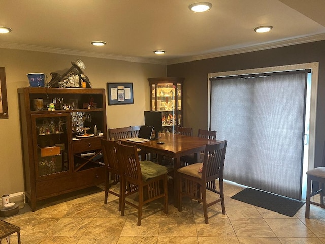 15916 92nd St, Howard Beach, NY 11414 - dining space featuring ornamental molding and recessed lighting