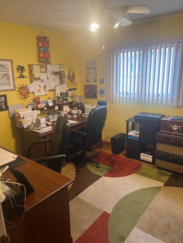 15916 92nd St, Howard Beach, NY 11414 - carpeted home office featuring a ceiling fan