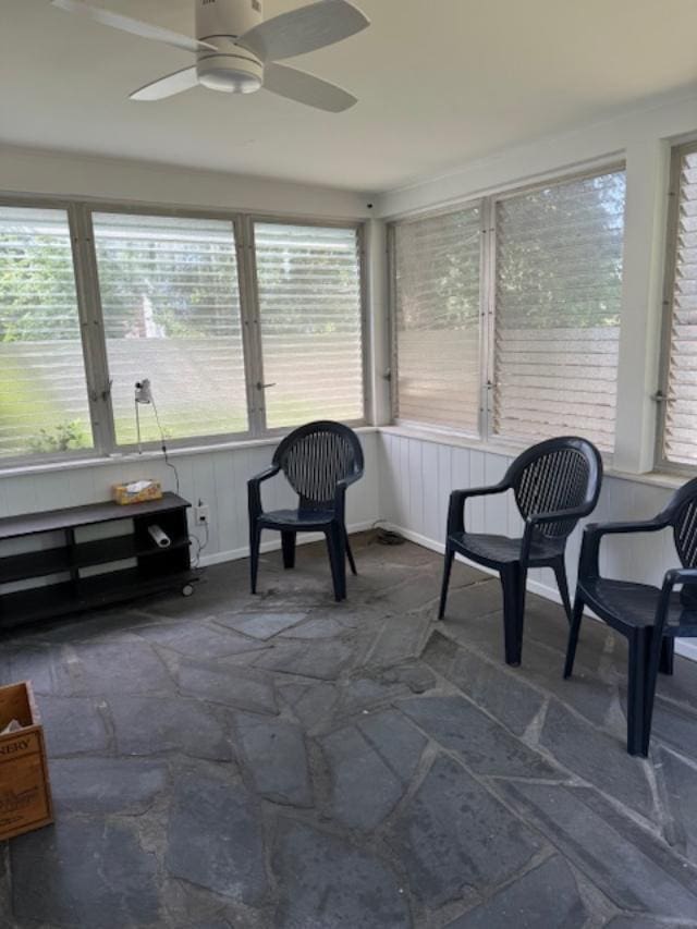 9 Seneca St E, Massapequa, NY 11758 - sunroom / solarium with a ceiling fan