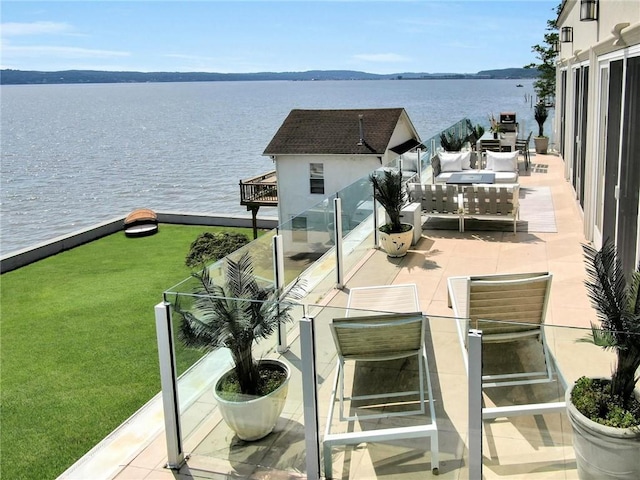 74 River Rd, Nyack, NY 10960 - deck with a water view and a yard
