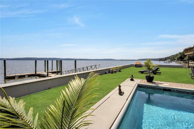 74 River Rd, Nyack, NY 10960 - swimming pool with a water view and a yard