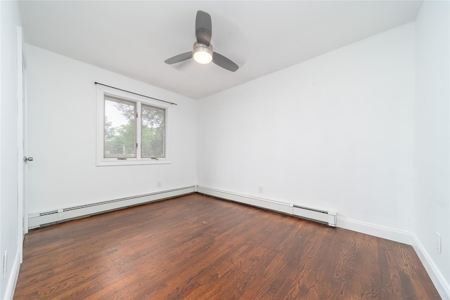 7 Miller Dr, Lake Grove, NY 11755 - empty room featuring wood finished floors, a baseboard radiator, and ceiling fan
