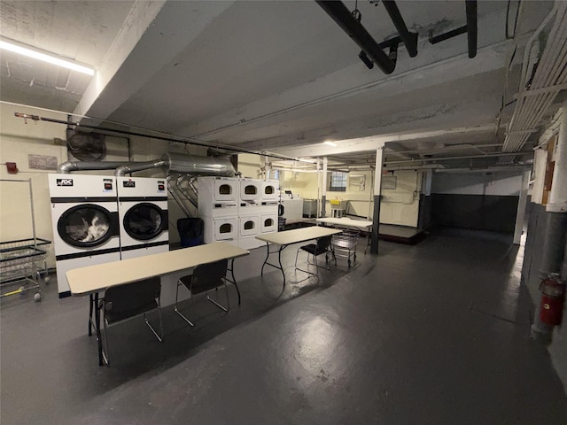 61-41 Saunders St Unit B44, Rego Park, NY 11374 - unfinished below grade area featuring washer and dryer