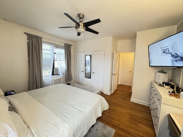 2208 76th St Unit A3, East Elmhurst, NY 11370 - bedroom featuring dark wood finished floors and a ceiling fan
