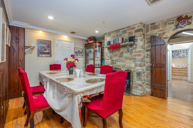 23 Sky Meadow Rd, Suffern, NY 10901 - dining space with hardwood / wood-style floors, ornamental molding, and recessed lighting