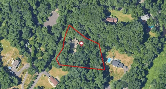 23 Sky Meadow Rd, Suffern, NY 10901 - aerial overview of property's location featuring property boundaries highlighted and a forest