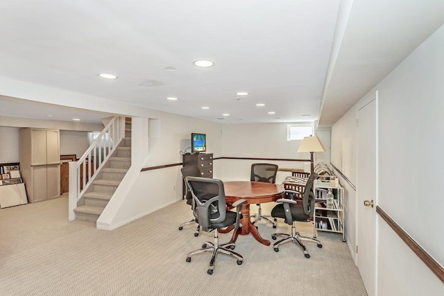 25 Reyam Rd, Lynbrook, NY 11563 - carpeted home office featuring recessed lighting and baseboards