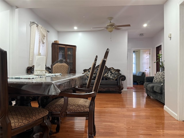 616 Port Richmond Ave, Staten Island, NY 10302 - dining room with light wood-type flooring, a ceiling fan, and recessed lighting