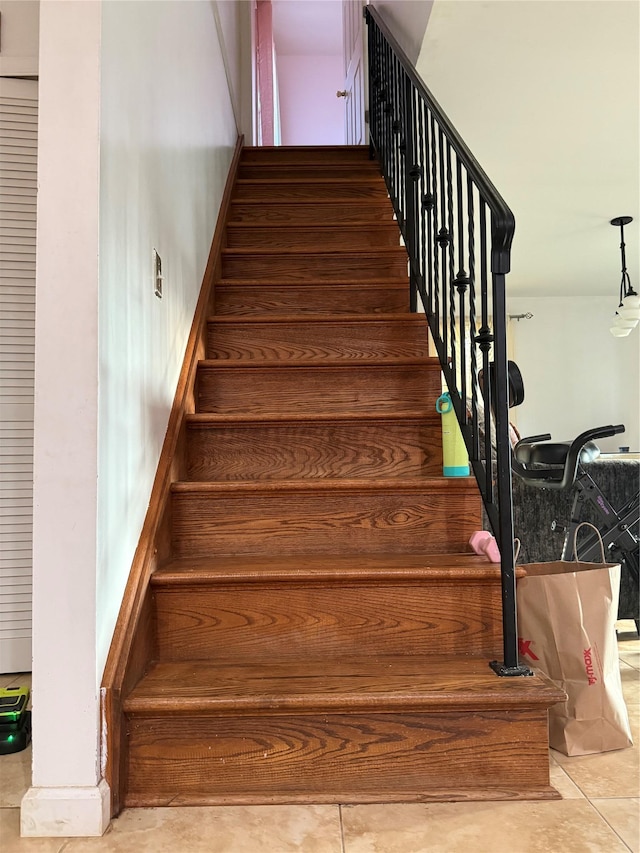 616 Port Richmond Ave, Staten Island, NY 10302 - staircase with tile patterned floors