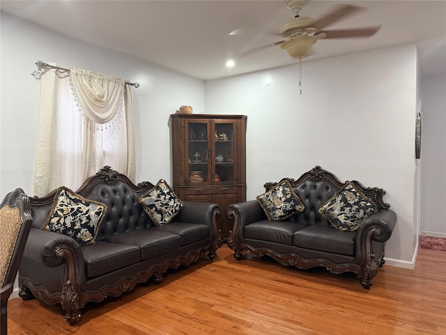 616 Port Richmond Ave, Staten Island, NY 10302 - living area with wood finished floors, a ceiling fan, and recessed lighting