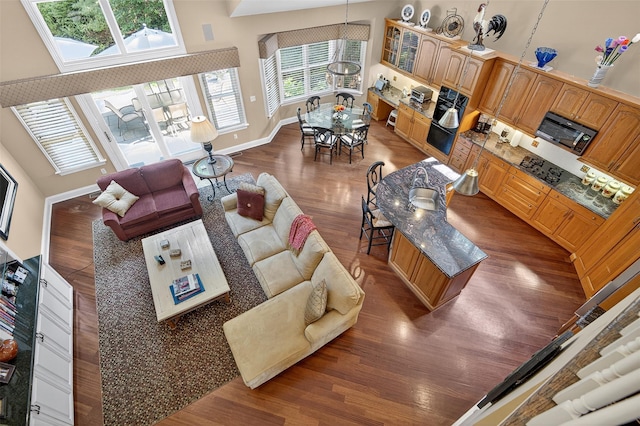 48 Fieldstone Ln, Oyster Bay, NY 11771 - living room with wood finished floors and baseboards