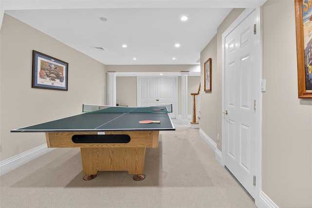 48 Fieldstone Ln, Oyster Bay, NY 11771 - recreation room featuring light carpet and recessed lighting
