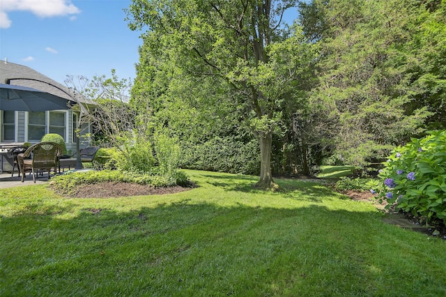 48 Fieldstone Ln, Oyster Bay, NY 11771 - view of grassy yard featuring a patio