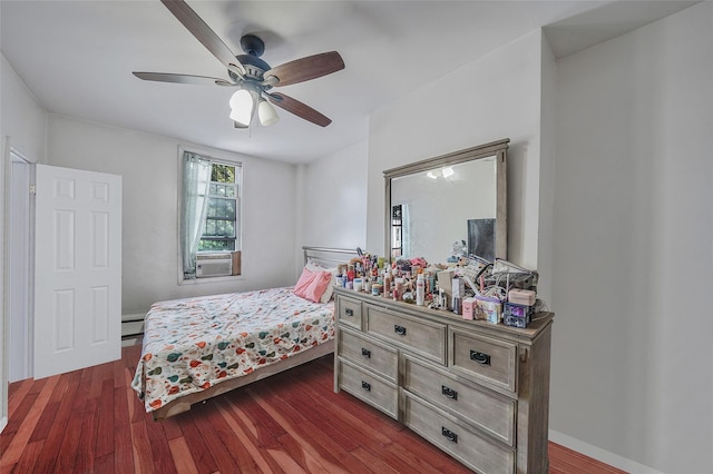 1285A Saint Marks Ave, Brooklyn, NY 11213 - bedroom featuring dark wood-type flooring, a ceiling fan, and baseboard heating