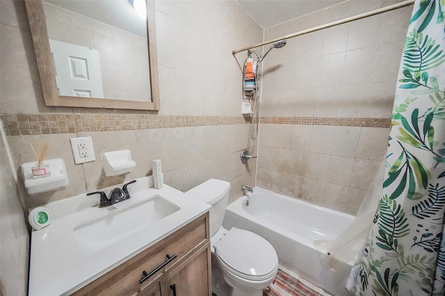 1285A Saint Marks Ave, Brooklyn, NY 11213 - bathroom with tile walls, shower / bath combo with shower curtain, and vanity