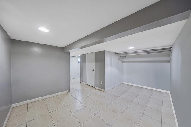 1285A Saint Marks Ave, Brooklyn, NY 11213 - finished basement with light tile patterned floors and recessed lighting