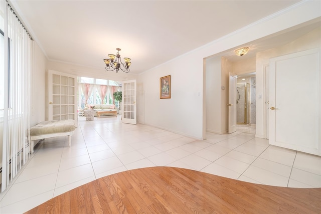145-67 5th Ave, Whitestone, NY 11357 - spare room with a chandelier, light tile patterned floors, and ornamental molding