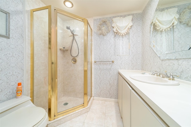 145-67 5th Ave, Whitestone, NY 11357 - full bath with wallpapered walls, vanity, and a shower stall