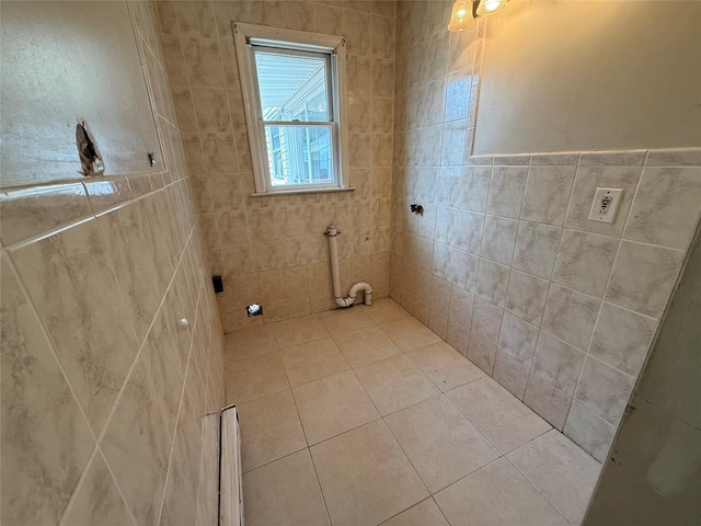 449 N Indiana Ave, Lindenhurst, NY 11757 - bathroom featuring tile patterned flooring and tile walls