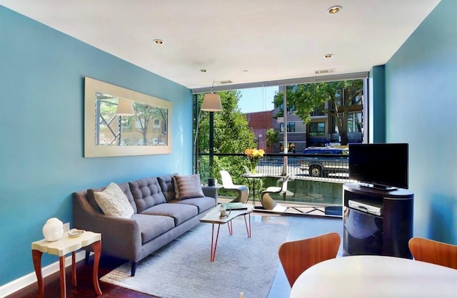 180 Woodpoint Rd Unit 1R, Brooklyn, NY 11211 - living area featuring floor to ceiling windows and recessed lighting