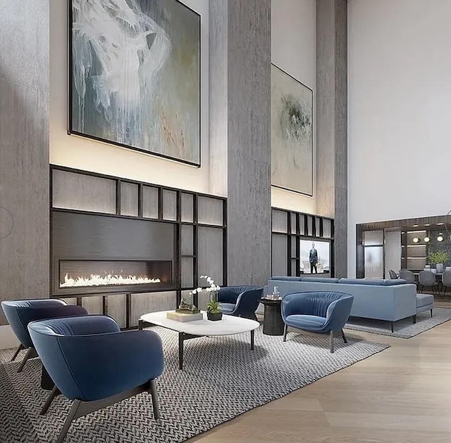 24-16 Queens Plz S Unit 4J, Long Island City, NY 11101 - community lobby with a towering ceiling