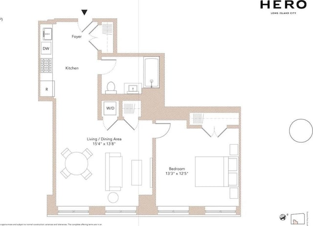 24-16 Queens Plz S Unit 4J, Long Island City, NY 11101 - view of floor plan / room layout