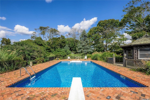 9 Convent Ln, Center Moriches, NY 11934 - view of pool with a diving board and a patio area