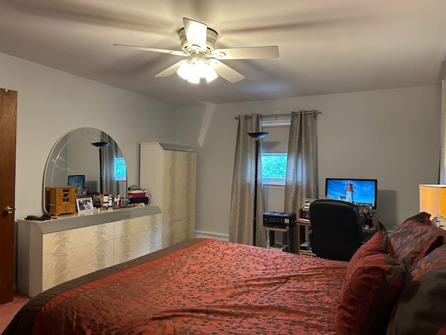 5 High St, Bedford Hills, NY 10507 - bedroom featuring a baseboard radiator and a ceiling fan
