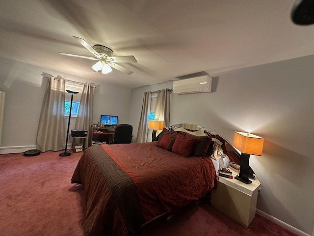 5 High St, Bedford Hills, NY 10507 - carpeted bedroom featuring ceiling fan, a desk, and an AC wall unit