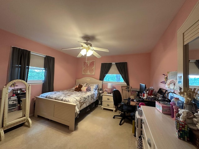 5 High St, Bedford Hills, NY 10507 - bedroom with a desk, light colored carpet, and ceiling fan