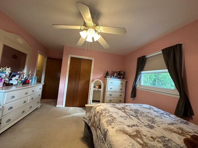 5 High St, Bedford Hills, NY 10507 - bedroom featuring light carpet, ceiling fan, and a closet
