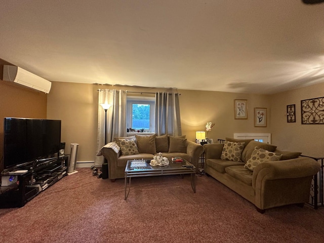 5 High St, Bedford Hills, NY 10507 - living area featuring carpet floors, a wall mounted air conditioner, and baseboard heating