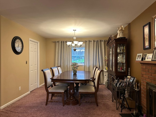 5 High St, Bedford Hills, NY 10507 - carpeted dining room with a chandelier and a fireplace