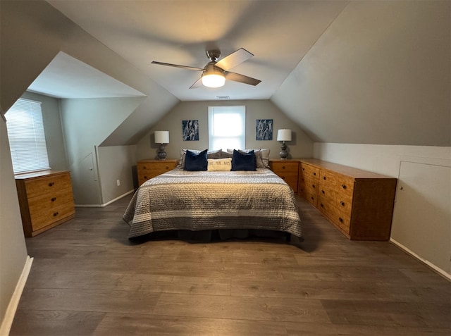 3805 Mansfield Dr, Seaford, NY 11783 - bedroom featuring lofted ceiling, wood finished floors, and a ceiling fan