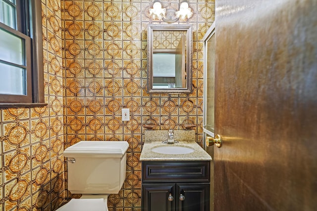 203 Deer Park Rd, Dix Hills, NY 11746 - half bath with vanity and a chandelier
