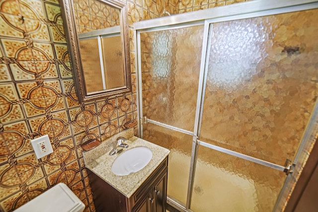 203 Deer Park Rd, Dix Hills, NY 11746 - full bathroom featuring vanity and a shower with shower door