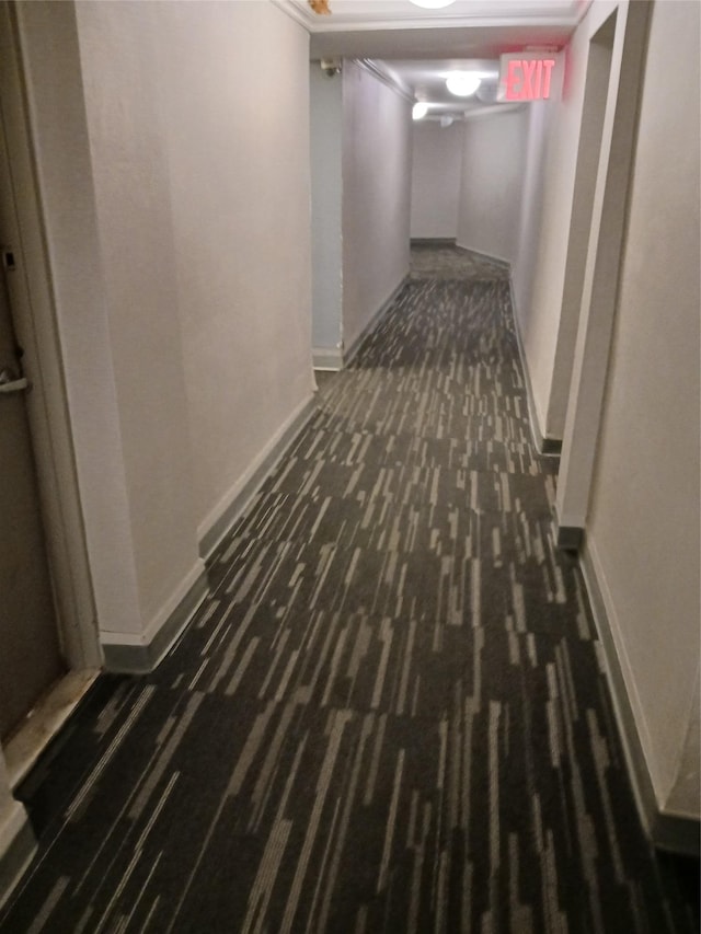 8710 51st Ave Unit 1P, Elmhurst, NY 11373 - hallway with baseboards and dark colored carpet