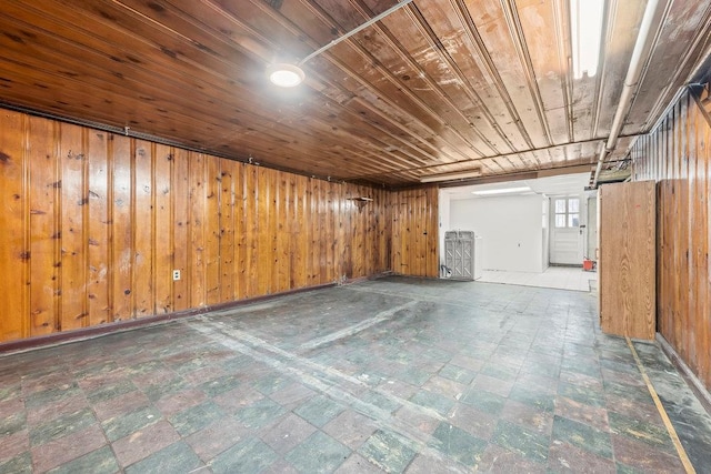 70-40 Utopia Pkwy, Fresh Meadows, NY 11365 - below grade area featuring wooden walls, tile patterned floors, and wood ceiling