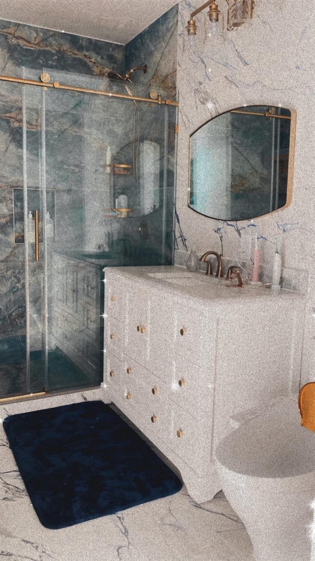 4260 Crescent St Unit 10C, Long Island City, NY 11101 - bathroom featuring a marble finish shower