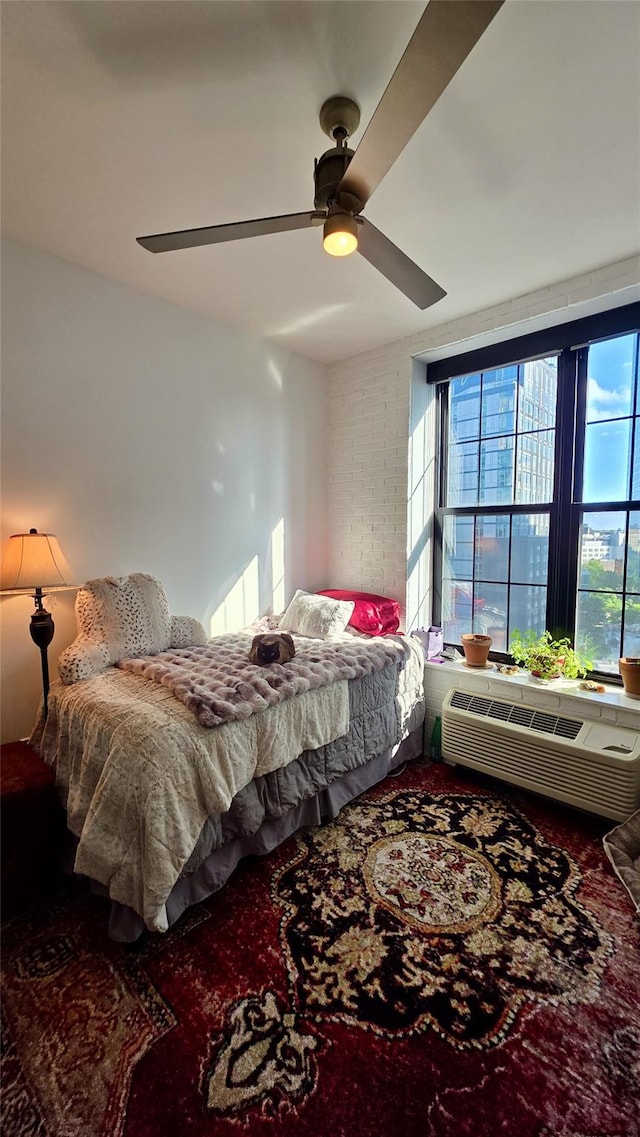 4260 Crescent St Unit 10C, Long Island City, NY 11101 - bedroom with ceiling fan and a wall mounted AC