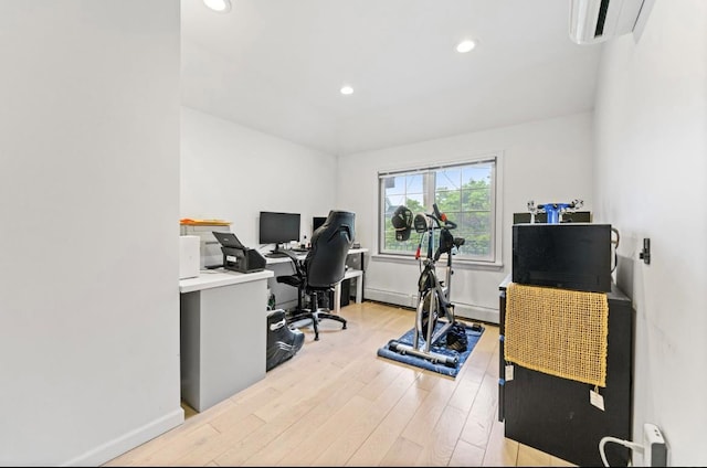 39-12 215th Pl, Bayside, NY 11362 - office featuring wood finished floors, recessed lighting, and a wall mounted AC