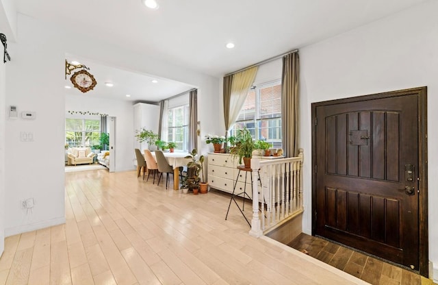 39-12 215th Pl, Bayside, NY 11362 - entryway with light wood-type flooring and recessed lighting