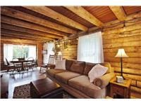 733 Braden Rd, Wawarsing, NY 12435 - living area with rustic walls and a wooden ceiling with exposed beams