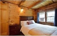 733 Braden Rd, Wawarsing, NY 12435 - bedroom with rustic walls and a wood ceiling with exposed beams