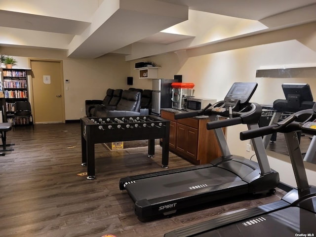 118-17 Union Tpke Unit 14E, Forest Hills, NY 11375 - exercise area with dark wood-type flooring and baseboards