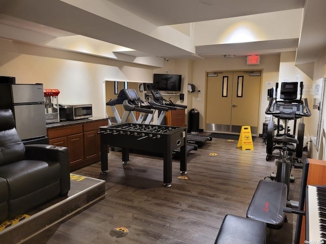 118-17 Union Tpke Unit 14E, Forest Hills, NY 11375 - workout area featuring dark wood-type flooring