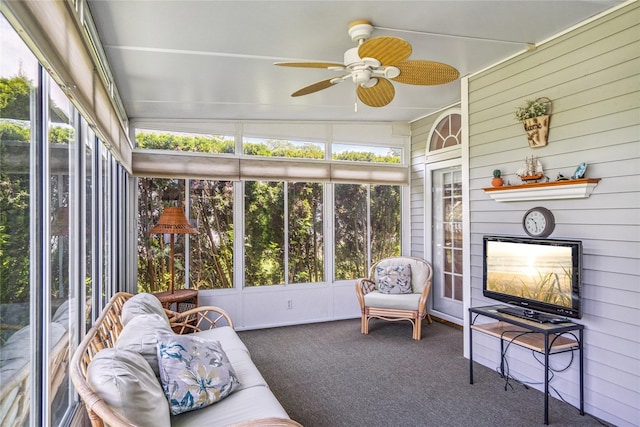 575 Mirror Pond Ct, Moriches, NY 11955 - sunroom featuring a ceiling fan and healthy amount of natural light