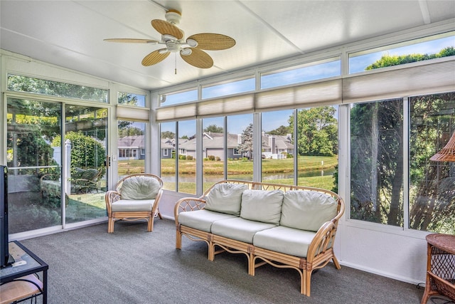 575 Mirror Pond Ct, Moriches, NY 11955 - sunroom / solarium with ceiling fan, plenty of natural light, and an outdoor hangout area